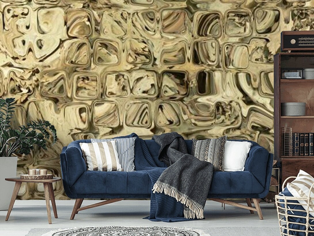 3D Wallpaper Gold Wall Mural Stylish Wall Decoration Wall Etsy