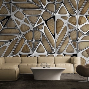 Modern Silver 3D Wall paper Mural Wallpaper 3D Photo Mural Peel and Stick Self Adhesive Wallpaper 3d Mural WallPaper for Living room Decor