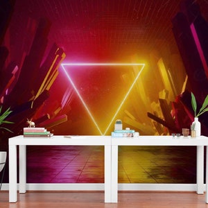 3D Futuristic Neon Wallpaper for Game Room, Abstract Peel and Stick or Traditional Non-woven Wall paper for Gaming wall mural Decor