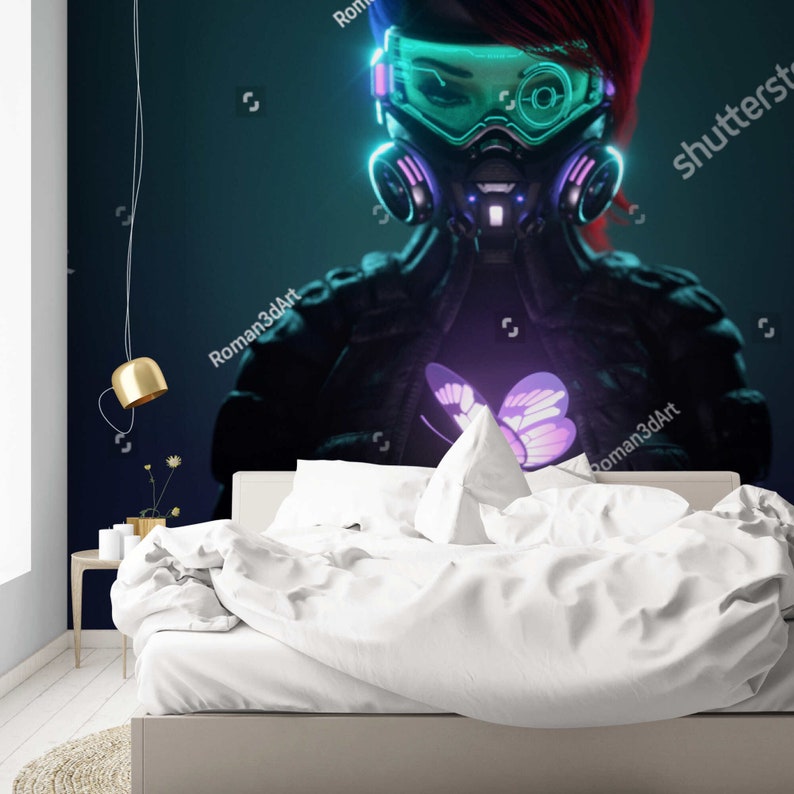 Peel and Stick Neon Wallpaper Kids Wall Mural Gaming Wall Etsy