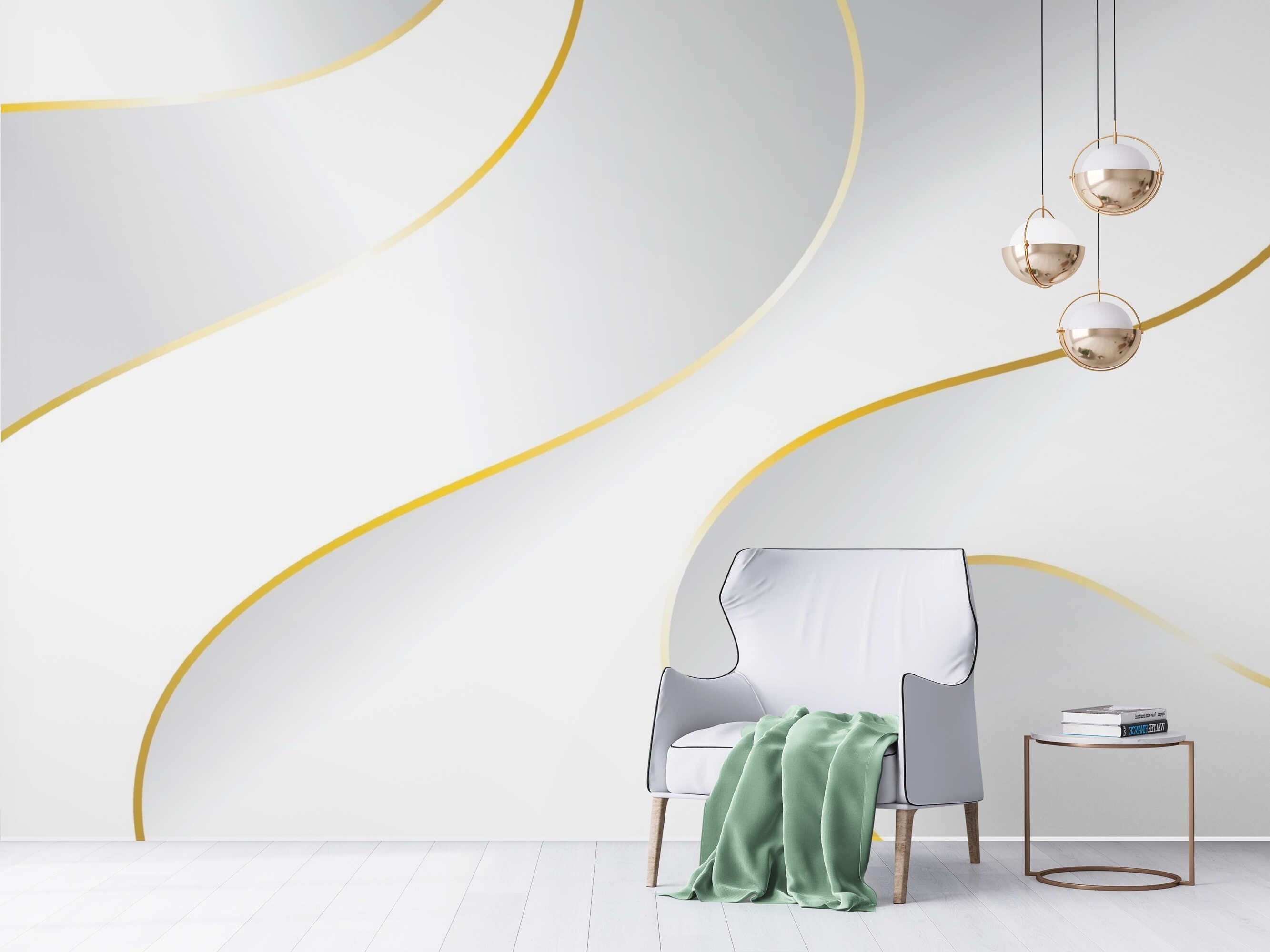 Geometric 3D Wall Paper Gold Pattern Wallpapers Custom Vinyl Etsy