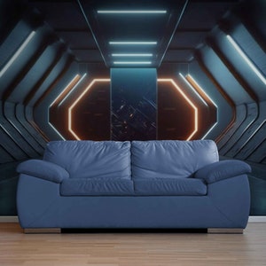 Ultimate Game Room Wallpaper Ideas with Sci-Fi Futuristic Cyber Room Wallpaper Neon Lights Background for Gaming Peel and Stick Wallpaper