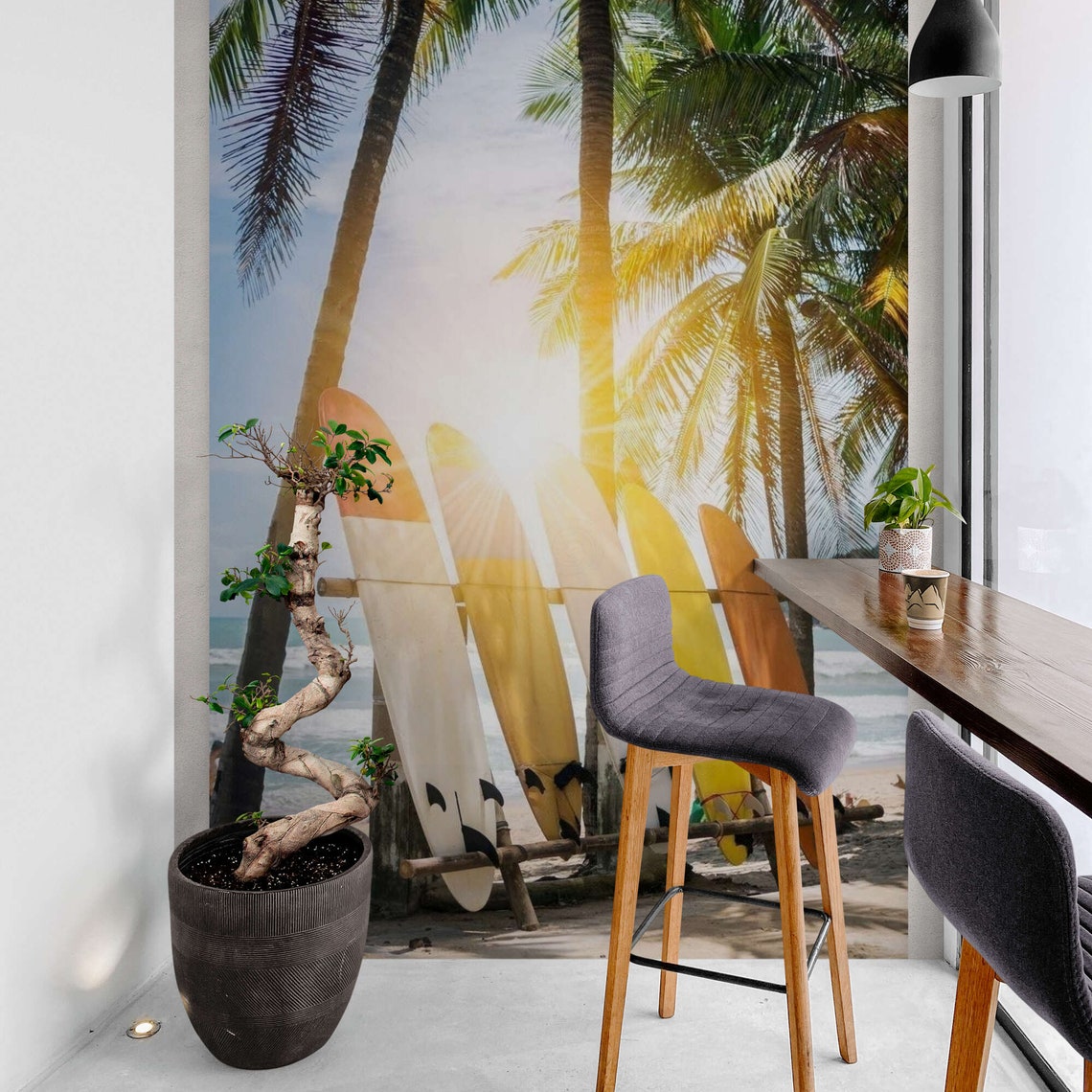 Tropical Wall Mural Accent Wall Wallpaper Mural Bedroom Wall Etsy