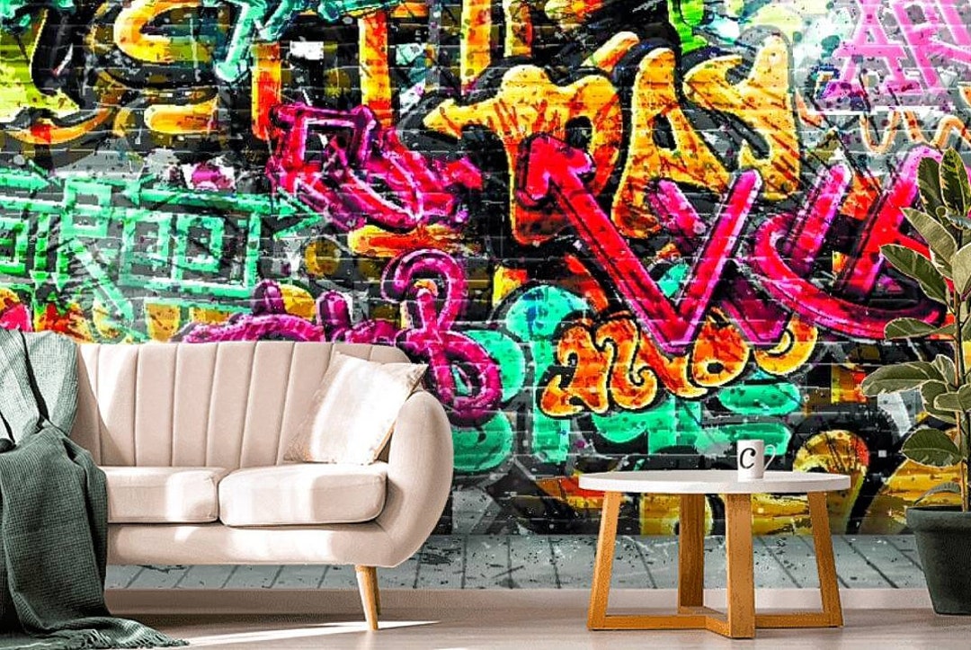Custom Photo Wallpaper Graffiti Hip Hop Children's House Background Wall Mural Creative Home Decor-350Cmx245Cm