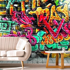 3D Colorful Graffiti Wallpapers, Accent Graffiti Wall Murals, Peel and Stick Murals, Street Art Graffiti Decals, Berroom Wall Decor