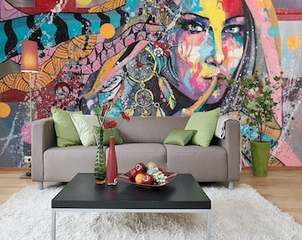 Colorful Graffiti Wallpaper Mural Wall Decal for Game Room Living Room Street Art Wallpaper Adhesive Wallpaper Premium Wall Mural Photo Wall