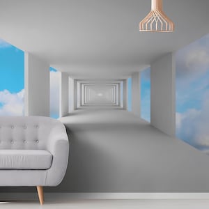 Optical Illusion 3D Tunnel Mural Self-Adhesive Wallpaper, Minimalist Art Wall Decor, Hang DIY Removable Wallpaper or Premium Traditional