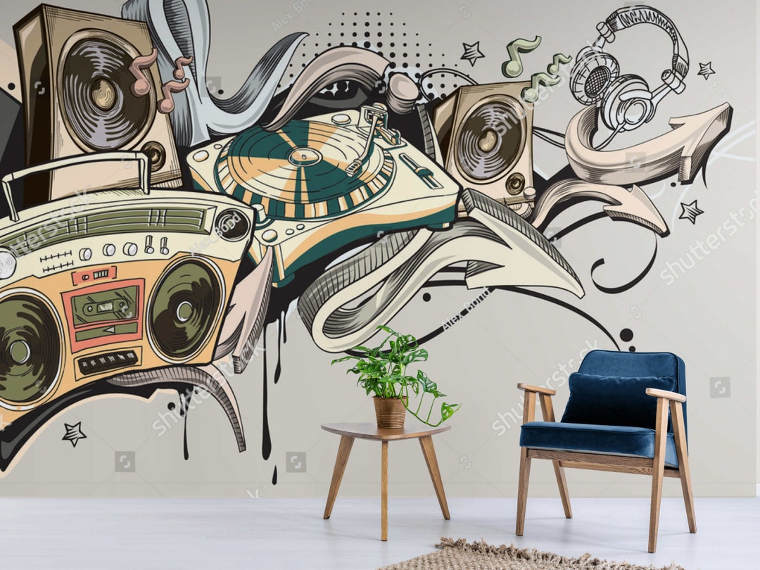 Graffit Wallpaper Wall Art Wall Paper Wall Mural Bedroom Mural - Etsy