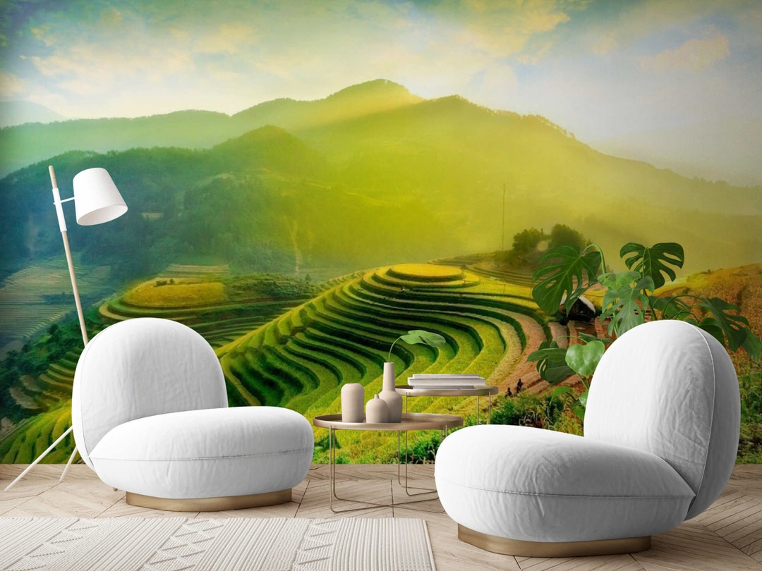 Green Room Wallpaper, Nature Wall Paper, Peel and Stick Wall Mural