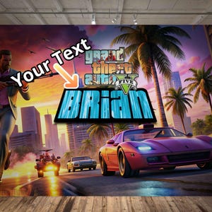 Personalized GTA Font Gaming Name Wallpaper Peel and Stick or Classic Wall paper for, Custom Game Room Decor for Kids Unique Boy & Girl Gift