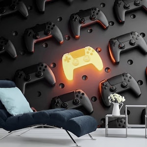 Gaming Wallpaper KIds Graffiti Wallpaper Kids Mural Dualshock Graffiti Art Bedroom Adhesive Wall paper Kids Wallpape Sticker Removable Mural