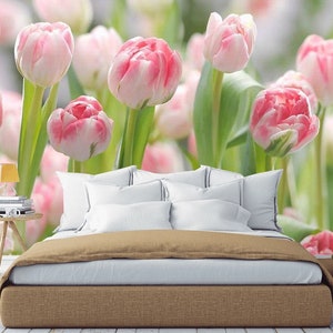 Flowers Wallpaper Tulips Photo Wall Mural Peel & Stick Wallpaper Removable wall paper Nature 3d Wall Mural 3d Wallpaper Floral Stiker Decor