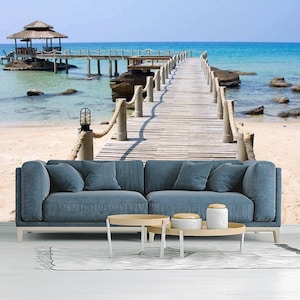 Sea View 3D Wallpaper Decor Wall Mural 3D Wall paper Bedroom Wallpaper Mural Decal Ocean View Accent Wall Paper Decor Adhesive Removable