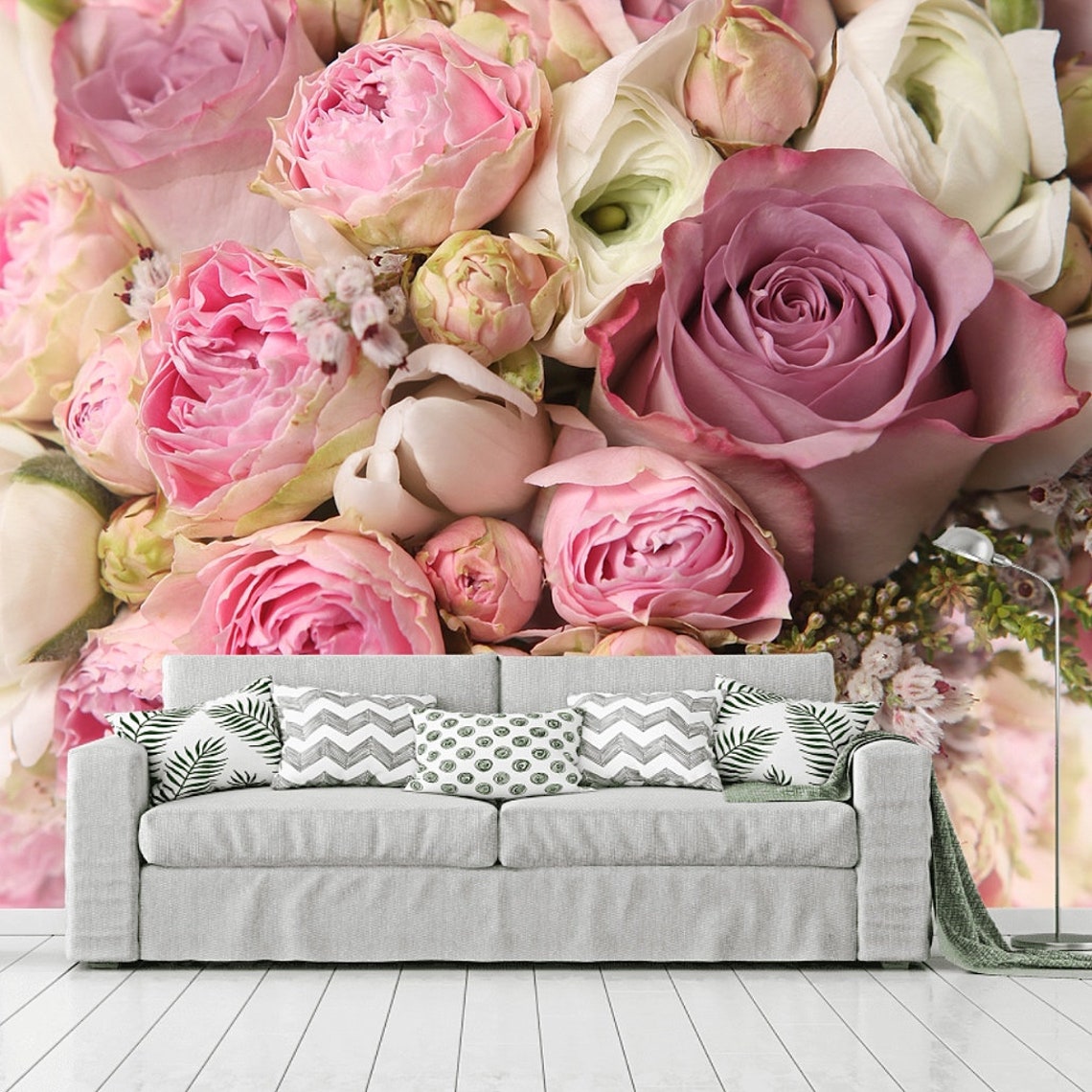 Peel and Stick Wall Paper Flowers Wallpaper Decor Bedroom Wall Etsy