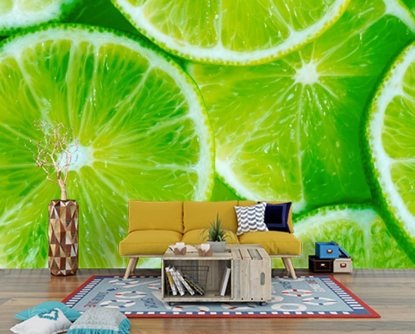 Peel and Stick 3D GREEN LIME Wallpaper Home Wall Decals Etsy