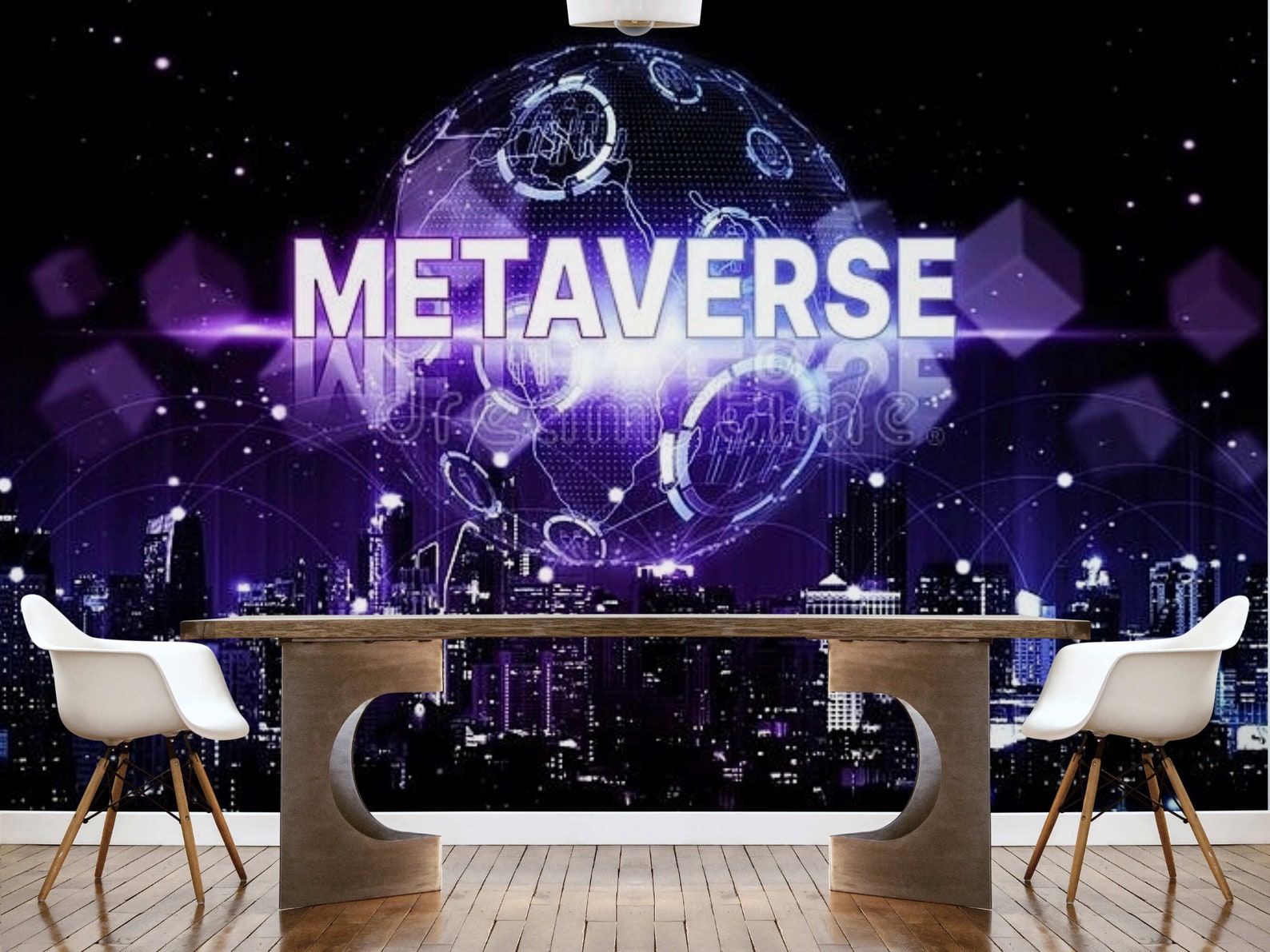 Metaverse Neon Wall Mural Stylish 3D Wallpaper Neon 3D Etsy