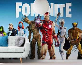 Superhero Battle Game Wallpaper Mural – 3D Peel and Stick Gamer Room Decor