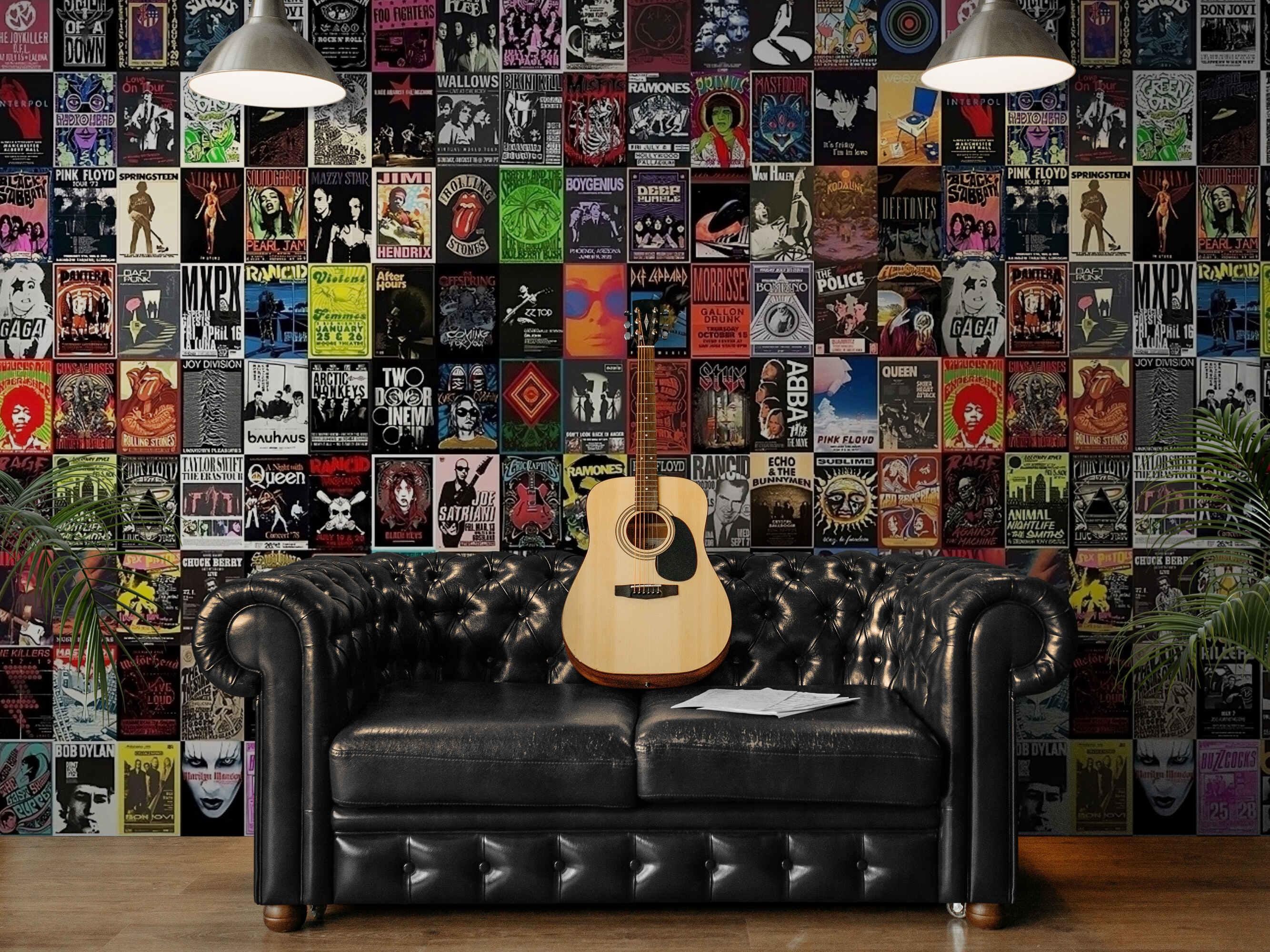 Rock and Roll Wallpaper Black and White Rock Concert Poster Collage ...