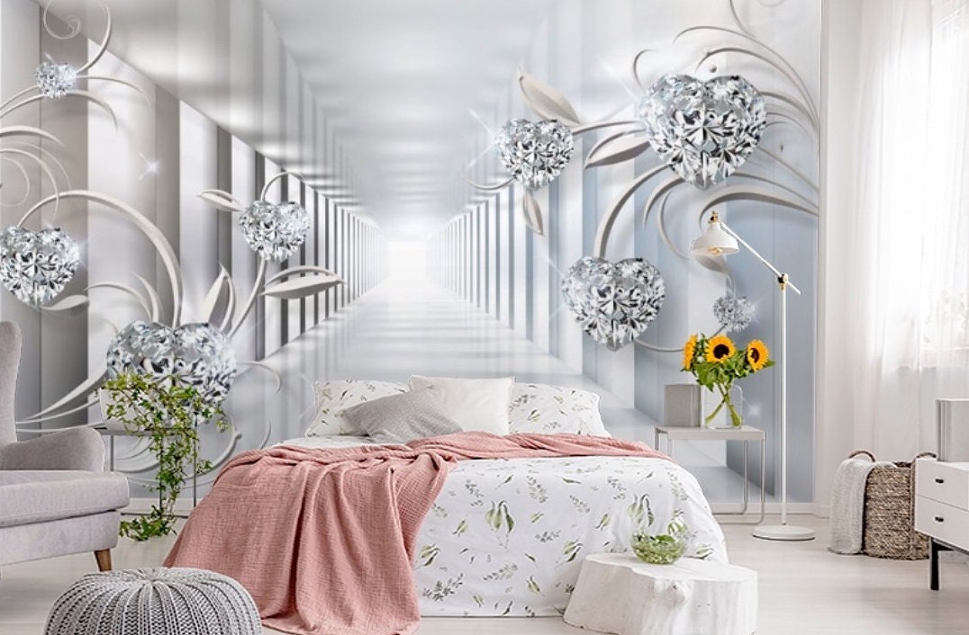 Peel & Stick 3D Vinyl Wall Mural Long Corridor 3d Wallpeper Etsy