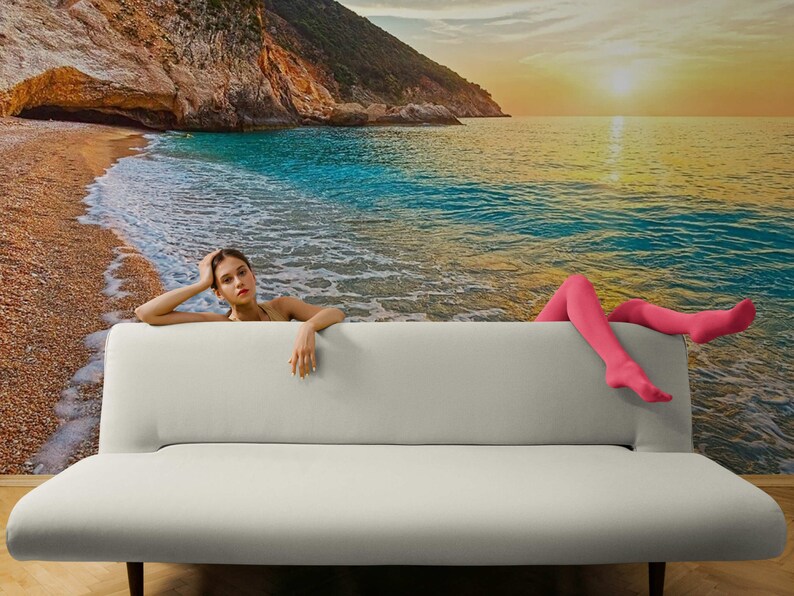 Modern Nature Wall Wallpaper Beach View Wall Murals, Nature Bedroom