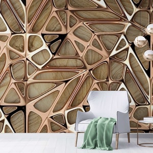 Custom 3D Wallpaper Gold Wall Mural 3D Vinyl Wall Paper Wall Decals Peel and Stick Mural Geometric Mural Wallpaper 3d Photo Mural Wall Decor