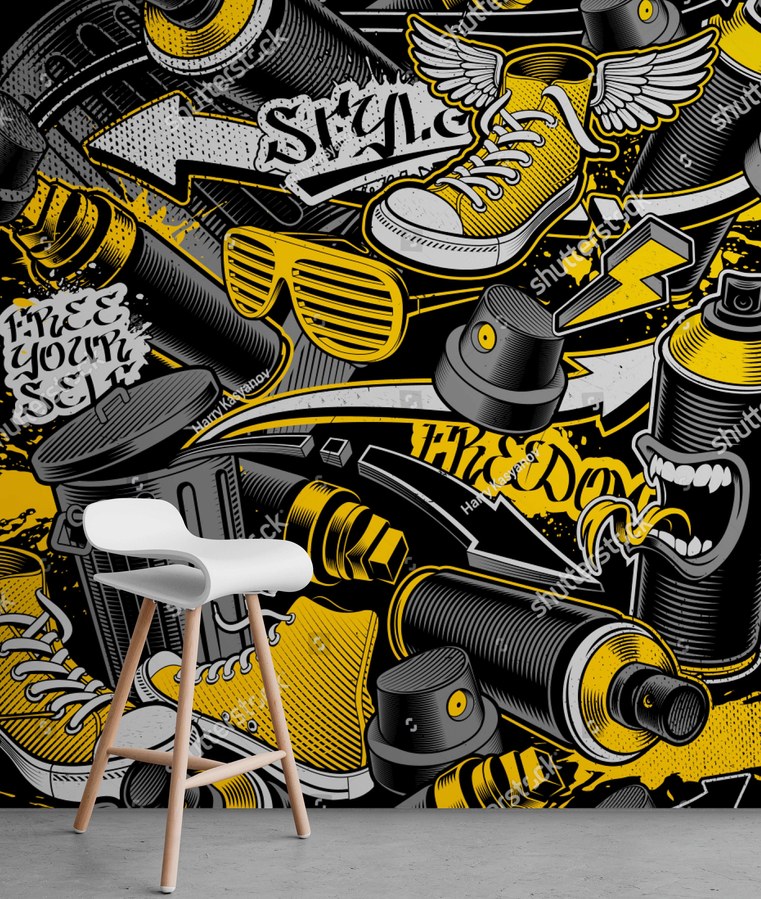 Graffiti Wallpaper Peel and Stick Street Art Murals Kids - Etsy