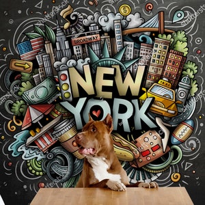 New York Graffiti Wallpaper Peel & Stick Wall paper New York Wallpaper Wall Decal Photo Wallpaper for Kids Room Bedroom Removable wallpapers