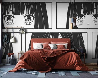 Manga Style Anime Girl Wallpaper Peel and Stick or Traditional, Game Room  Wall Mural, Anime Aesthetic Decor for Bedrooms and Gaming Spaces