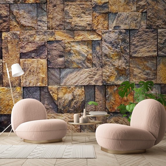 Brown Stone wall paper 3d wall murals Loft Wallpaper photo wall decor mural  Self adhesive Peel & Stick removable wall paper mural wood panel -   Italia