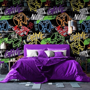 Teenagers Bedroom Wallpaper - Play Game, Removable Wallpapers  for Boys, Game Room Ideas Mural Wallpaper, Custom Wall Murals Self adhesive