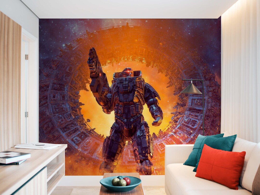 Game Room Wall Mural Peel and Stick Wallpaper Cyberpunk Wall Art