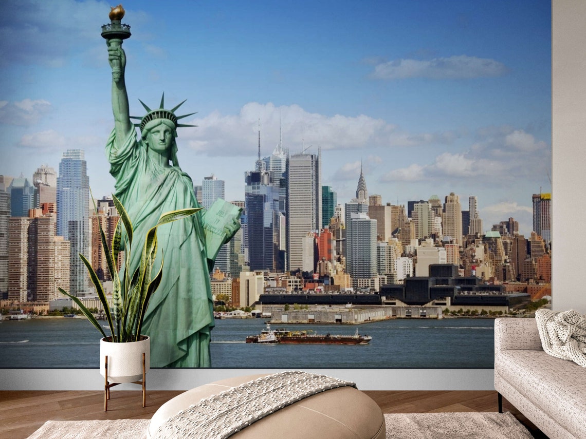 NEW YORK City Skyline Mural Wallpaper Accent Wall Design Etsy