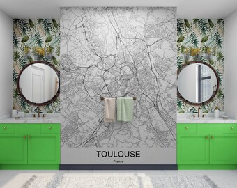 Toulouse City Map Wallpaper - Custom Wall Covering