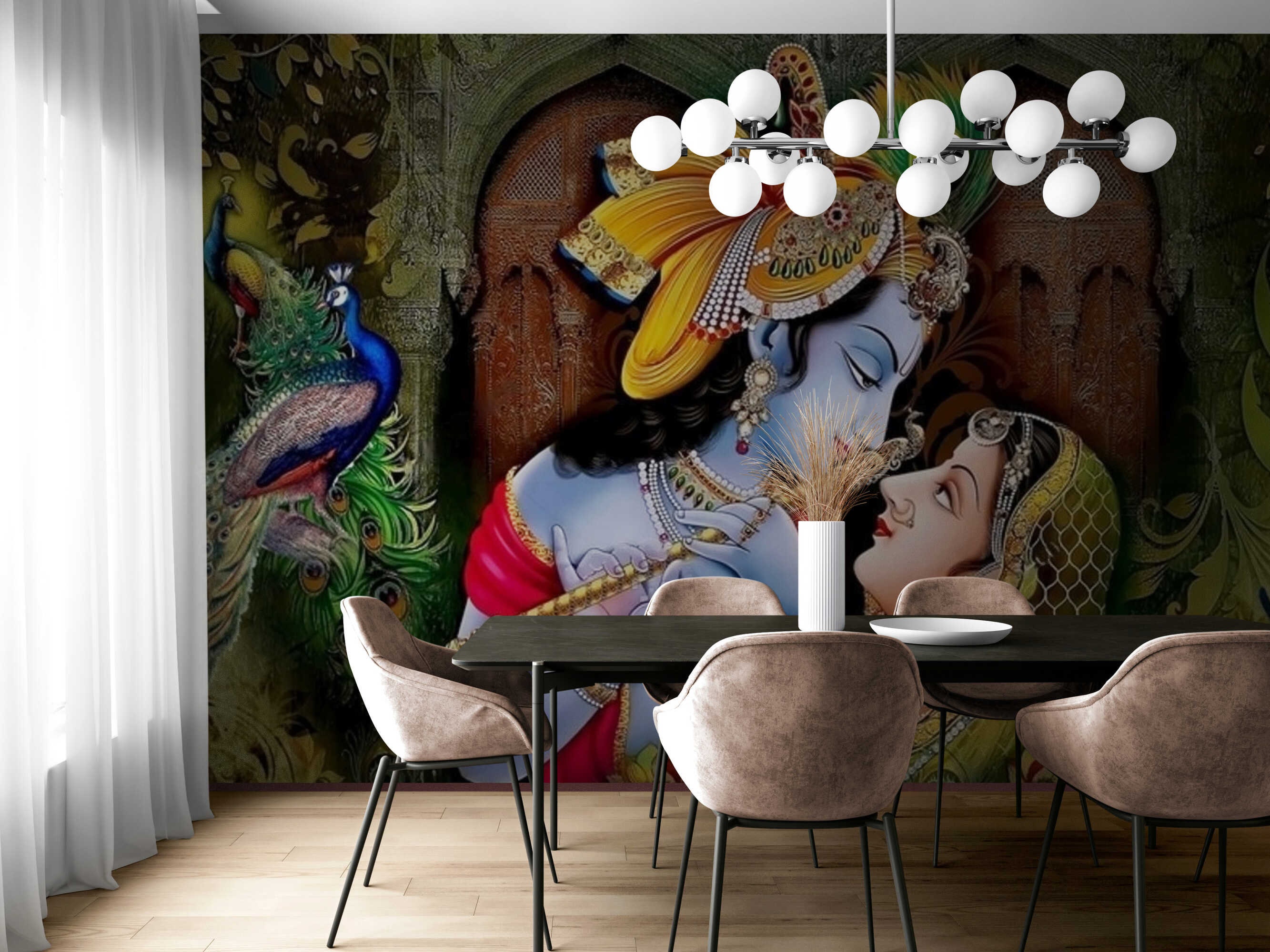 Religion Wall Paper Radha Krishna Painting Wall Mural Peel and Etsy