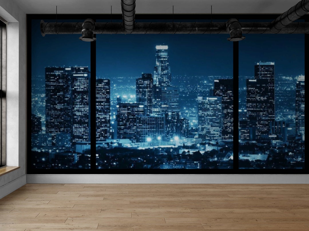 Los Angeles Skyline Wallpaper Mural, Peel and Stick 3D Wall Art - Etsy UK
