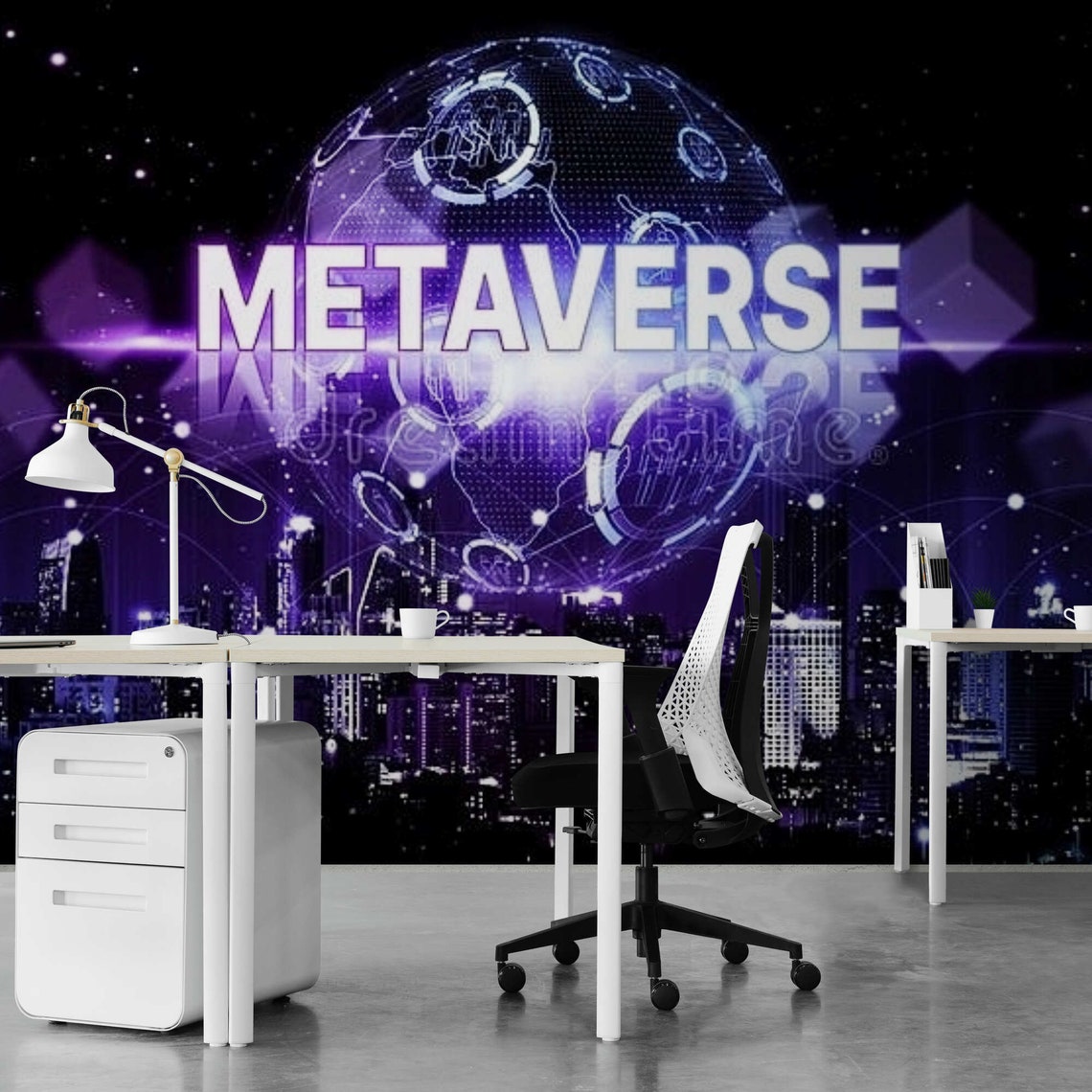 Metaverse Neon Wall Mural Stylish 3D Wallpaper Neon 3D Etsy