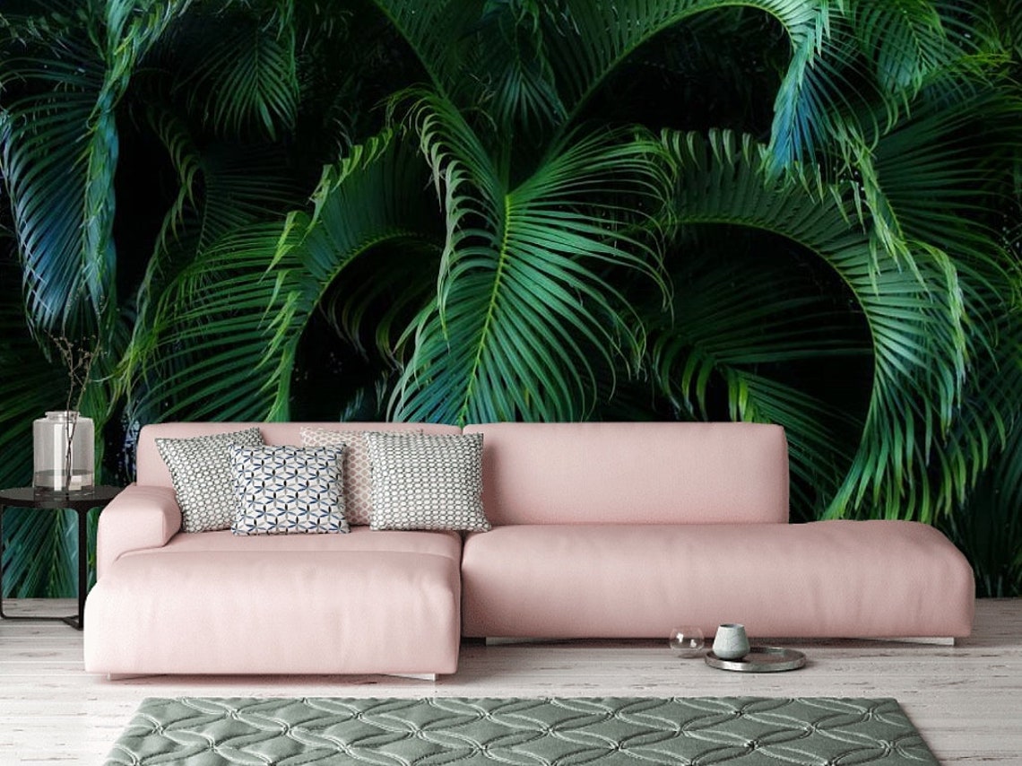 Floral Wallpaper Tropical Wall Mural Bedroom Wall Paper Wall Etsy