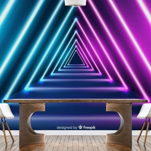 Neon 3D Wallpaper Peel and Stick Wallpaper Graffiti Murals Neon 3d Wall paper Decor Custom wallpaper mural Removable Neon Art 3d Murals