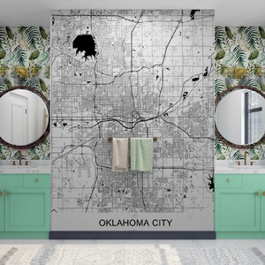 OKLAHOMA City Map Wallpaper Peel and Stick, Map Wall Mural, USA City Self Adhesive Wall paper Office Wall Decor Custom Oklahoma Map Wall Art