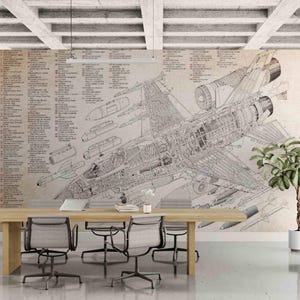 Aircraft Plane Wallpaper Airplane Mural Aviation Wallpaper Decor Peel and Stick Airplane Wall Art Vinyl Wall covering Retro Aircraft Mural