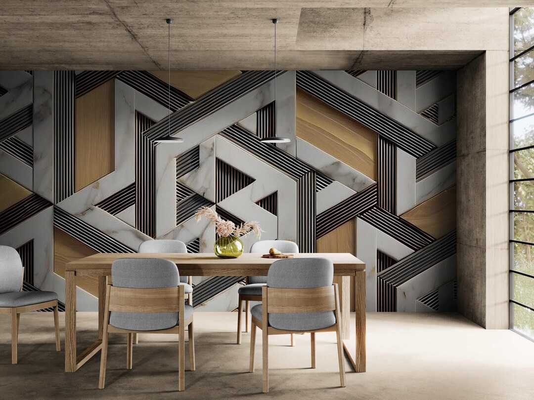 Modern Geometric 3D Wallpaper - Peel & Stick Wall Mural - Etsy
