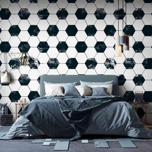 Order Soccer Ball Pattern Wallpaper - Boys playroom, bedroom sports-themed room, Peel and Stick or Traditional Wallpaper with Soccer Decor
