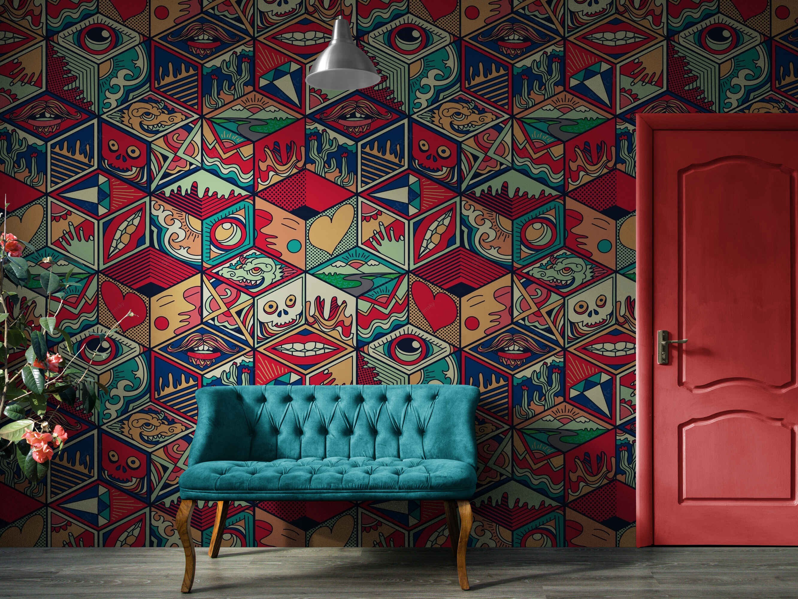 Red Abstract Graffiti Peel and Stick Wallpaper Wall Mural - Etsy