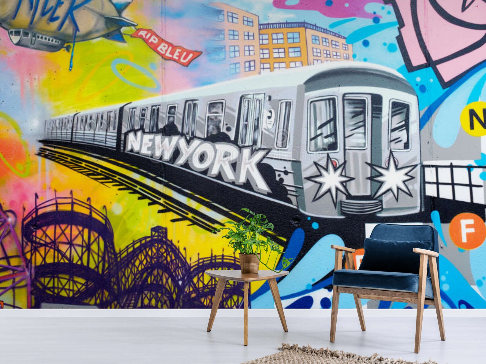 New York Graffiti Subway Wall Mural, Peel and Stick Wallpaper - Etsy