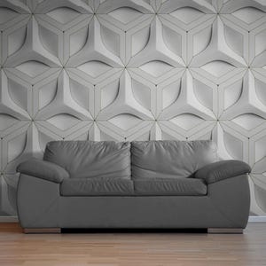3D Geometric Panel Wallpaper Mural – Modern Wall Design in Soft & Neutral Peel and Stick or Premium Textured Wallpaper for Accent Walls