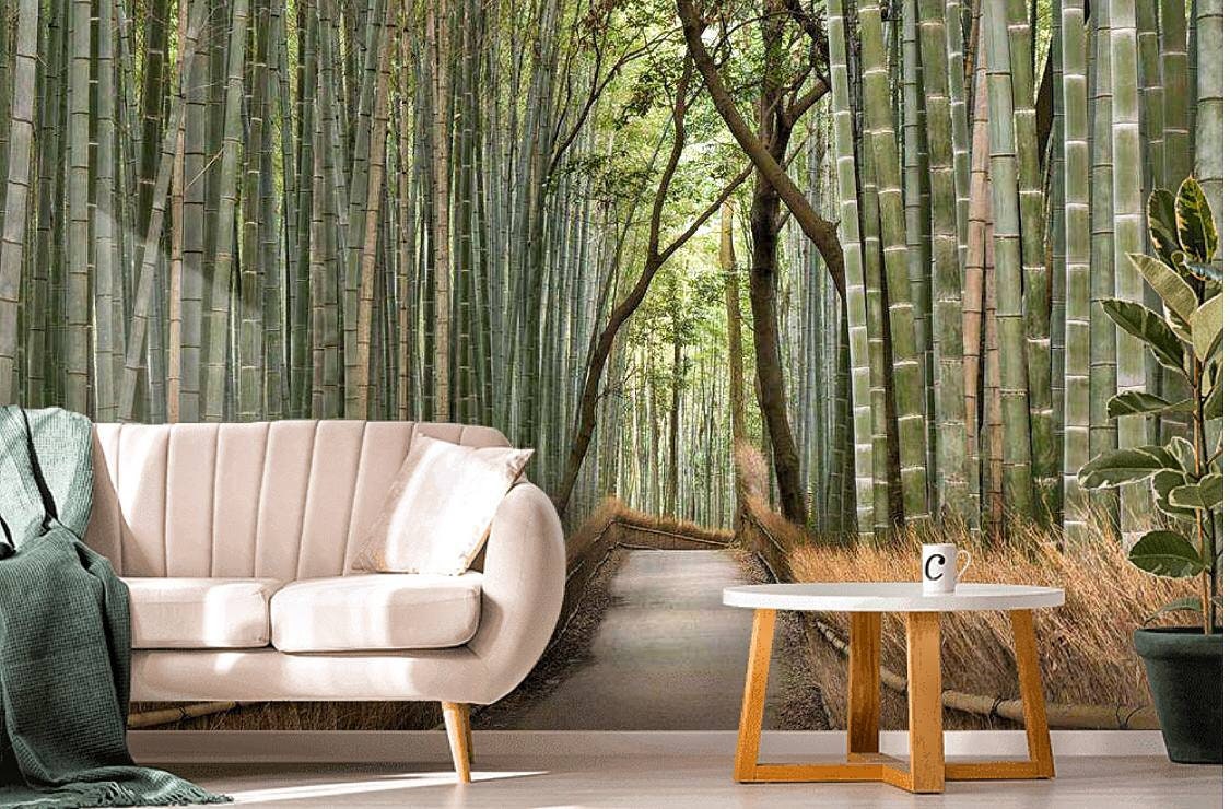 Wall Mural Bamboo Forest Photo Wallpaper Natural Landscape Waterproof  Removable Pictures for Livingroom Bedroom Wall Home Decor 325x232 Inch