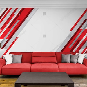 3D Custom wallpaper Red Geometric Wall Mural Peel & Stick Wall Paper 3D Kids Wallpaper Wall Decals for Game Room 3d Kids Vinyl Wall Paper