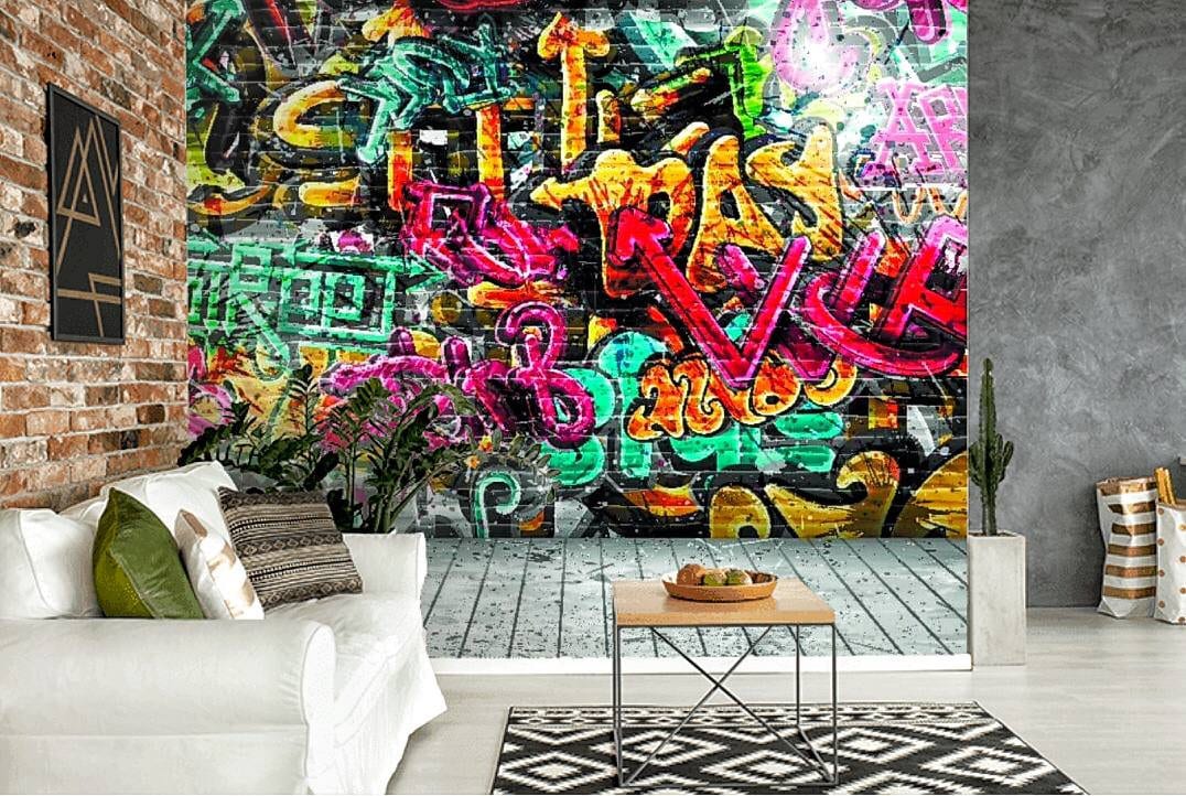 3D Colorful Graffiti Wallpapers, Accent Graffiti Wall Murals, Peel