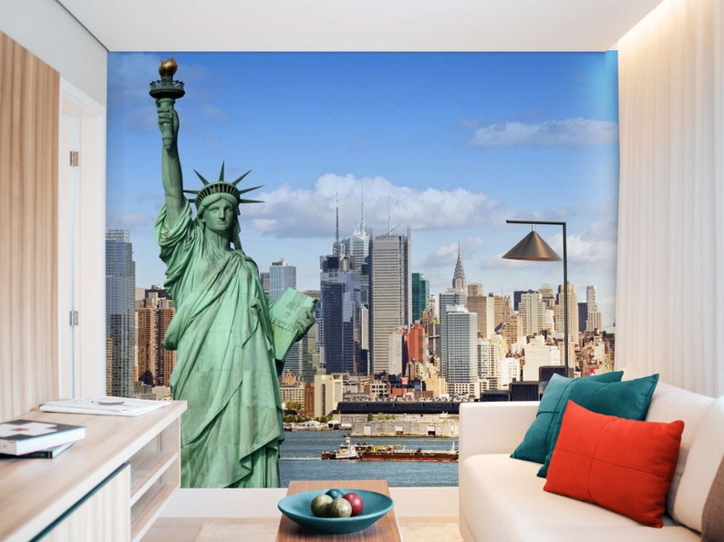 NEW YORK City Skyline Mural Wallpaper Accent Wall Design Etsy