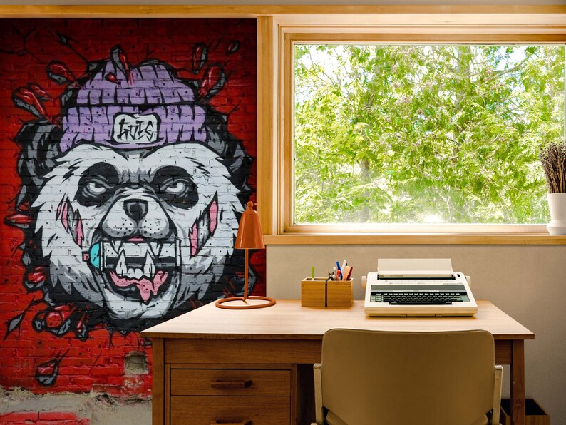 Red Graffiti Wallpaper Graffiti Wall Mural Graffiti Wall Decor Etsy